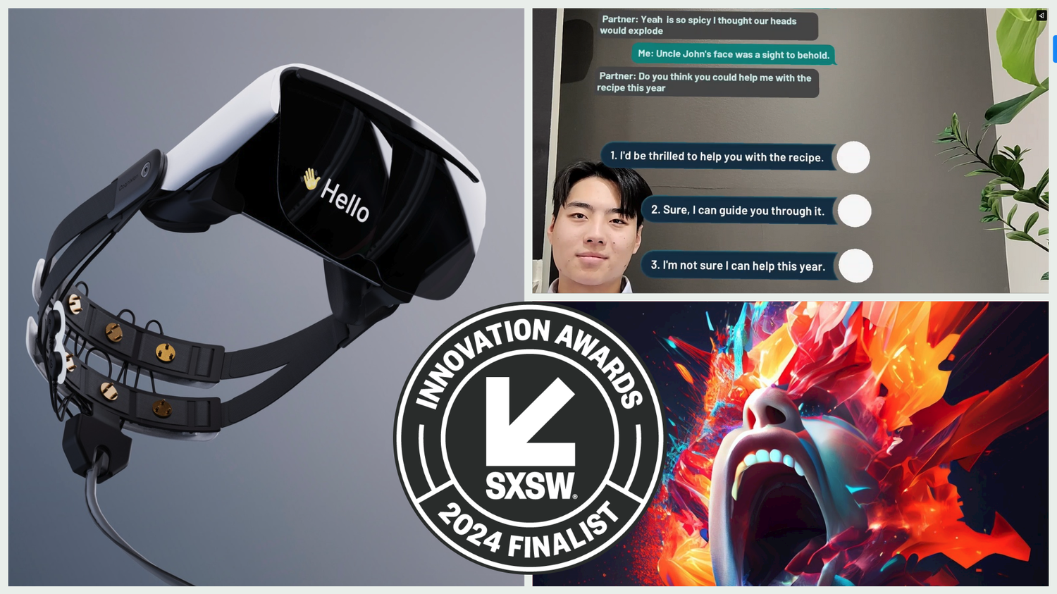 Artwork for SXSW Innovation Award 2024 Finalist - Cognixion's Personal AI Conversational Co-Pilot